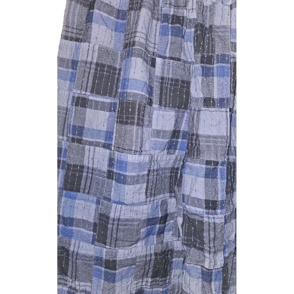 Urban Outfitters Blue Plaid Boho Cropped Baggy Pants‎ Textured Women's Size M - Picture 4 of 5